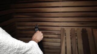 Latina milf in sauna for the first time