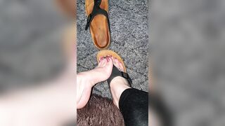 black birkenstock on fanny's feet