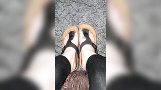 black birkenstock on fanny's feet