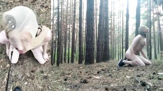 Domina Evgenia - My humiliated dog in the forest (2 angles at the same time, English subtitles)