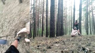 Domina Evgenia - My humiliated dog in the forest (2 angles at the same time, English subtitles)