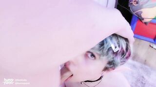 Slutty Femboy Elf Slut Deepthroats Huge Cock