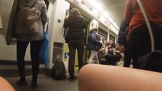 The riskest recording I've ever done. Showing my cock in a overcrowded metro.