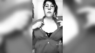 Sexy nerd girl smokes