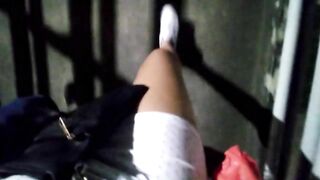 cheating wife latina wearing short dress sucks and fucked outside in a brigde cars passing honking