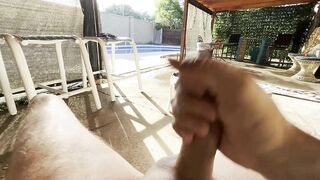 (teaser) sexy guy masturbating under the patio