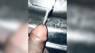 Watch  me my soft dick is Pissing to the sink at room