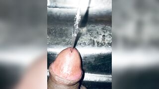 Watch  me my soft dick is Pissing to the sink at room