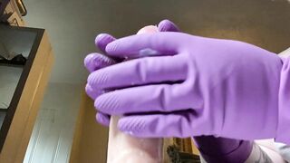 Cleaning gloves on your cock