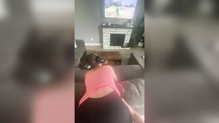 Dads friend can’t resist after walking in on his daughter playing video game creampie with back shot