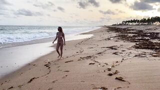 Walking outdoor completely naked