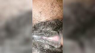 Real hairy pussy orgasm contractions closeup