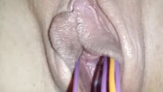 Close up making tight pussy cream and squirt