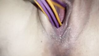 Close up making tight pussy cream and squirt