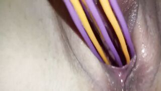 Close up making tight pussy cream and squirt