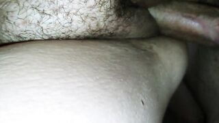 Up close chubby pussy fuck huge creampie leaking out of loose pussy