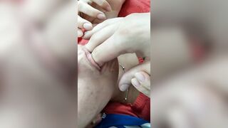 Sweetly sucks fingers and shows breasts