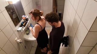 Stepsister Fucked In The Bathroom And Almost Got Caught By Stepmother