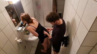 Stepsister Fucked In The Bathroom And Almost Got Caught By Stepmother