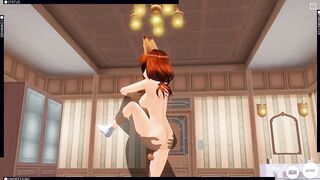 3D HENTAI fucked redhead girlfriend after a walk