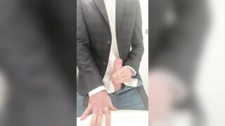 Manager at work wanking! Office toilet cumshot. Suit and jeans. Hot masturbation CAUGHT? Watch!