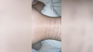 Asian slut whore wife body writing