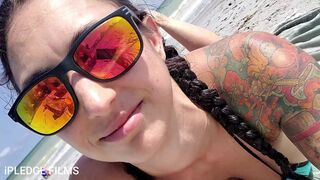 Public beach tanning and tease for my fans