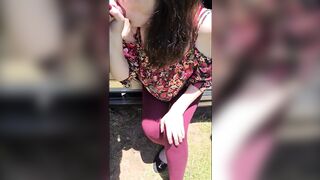 First Time Public BJ Coats Nerdy Girl in Cum