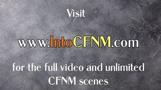 CFNM group BJ and HJ with cum on tits