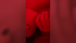 Wife sucks and swallows while using her vibrator