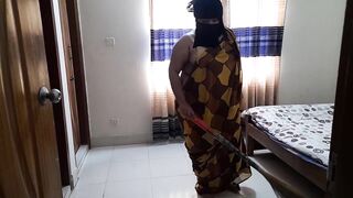 Hot aunty was sweeping the house when neighbor boy fucked her (Part-2)