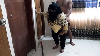 Indian maid fucked by Boss while sweeping office - big ass creampie