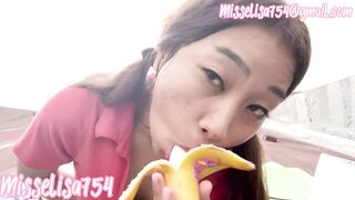 NO BIG WHITE GUY DICK, TEEN DEEPTHROAT BANANA BLOWJOB