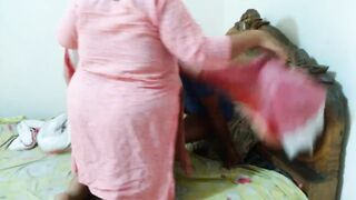 Desi Hot Aunty & ex-BF Gets Horny In Bed, Then sexy Aunty Fucks Boyfriend Hands tied to bed - while her husband not home