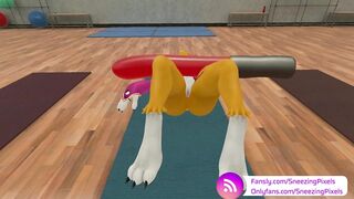 VR Pornstar Sneezing Pixels Lifting Massive Cock at the Gym