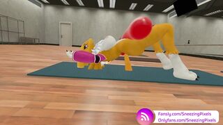 VR Pornstar Sneezing Pixels Lifting Massive Cock at the Gym