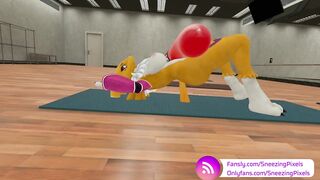 VR Pornstar Sneezing Pixels Lifting Massive Cock at the Gym