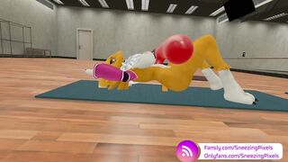 VR Pornstar Sneezing Pixels Lifting Massive Cock at the Gym