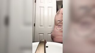 Tired BBW Goes for Morning Pee and Accidentally Pees on Toilet