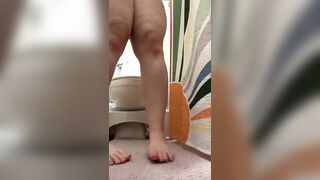 Tired BBW Goes for Morning Pee and Accidentally Pees on Toilet