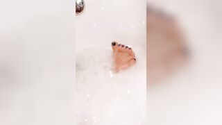 Bathtub Feet and Toe Play Edging Leading up to Footjob Handjob Combo Cumshot