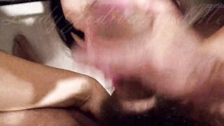 "Fill me with cum!" Submissive wife licks ass and balls and asks for cum on her face - Facial - POV