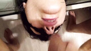 "Fill me with cum!" Submissive wife licks ass and balls and asks for cum on her face - Facial - POV