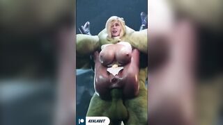 Powergirl and Hulk Hard Fuck with Huge Dick Until Cum