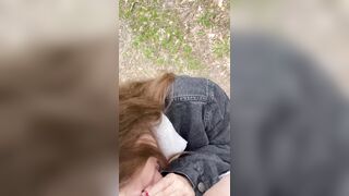 It got warmer and my 18 year old beauty wife wanted to give me a blowjob in the forest