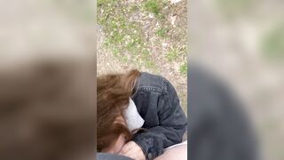 It got warmer and my 18 year old beauty wife wanted to give me a blowjob in the forest