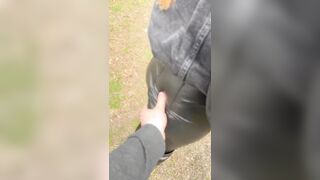 It got warmer and my 18 year old beauty wife wanted to give me a blowjob in the forest