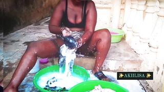 Village girl caught on camera washing clothes legs apart pussy exposed