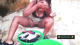 Village girl caught on camera washing clothes legs apart pussy exposed