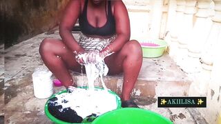 Village girl caught on camera washing clothes legs apart pussy exposed